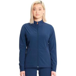 Cherokee Infinity Womens Zip Front Scrub Jacket, Contemporary Fit, Stand-Up Collar, 2 Pockets, Back yoke seams – IN320A(Navy)