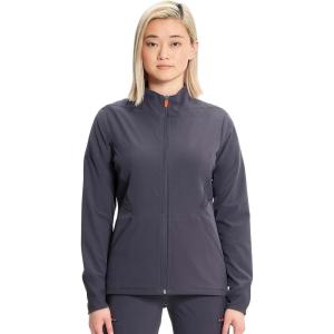 Cherokee Infinity Womens Zip Front Scrub Jacket, Contemporary Fit, Stand-Up Collar, 2 Pockets, Back yoke seams – IN320A(Pewter)