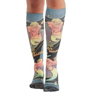 Cherokee Knee High Compression Socks 8-15 mmHg, Lightweight Printed Support Stockings, 1 Pair- COMFORTSUPPORT(Amazing Ariel)
