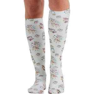 Cherokee Knee High Compression Socks 8-15 mmHg, Lightweight Printed Support Stockings, 1 Pair- COMFORTSUPPORT(Llama Take a Selfie)