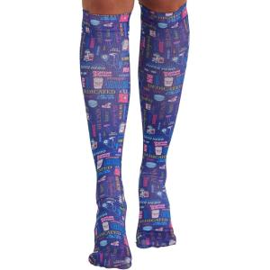 Cherokee Knee High Compression Socks 8-15 mmHg, Lightweight Printed Support Stockings, 1 Pair- COMFORTSUPPORT(Scrub Love)