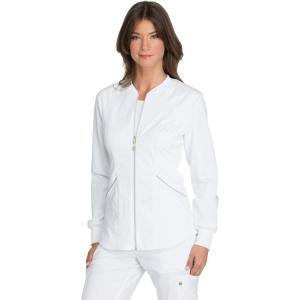 Cherokee Luxe Sport Women Warm Up Scrubs Jacket Zip Front CK300(White)