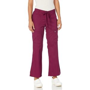 Cherokee Luxe Women Scrubs Pant Low Rise Flare Leg Drawstring Cargo 21100(Wine)
