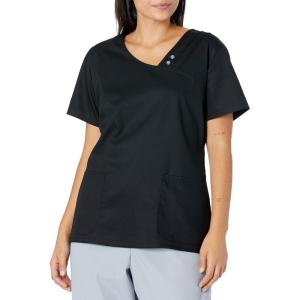 Cherokee Luxe Women Scrubs Top Crossover V-Neck Pin-Tuck 1999(Black)