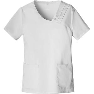 Cherokee Luxe Women Scrubs Top Crossover V-Neck Pin-Tuck 1999(White)