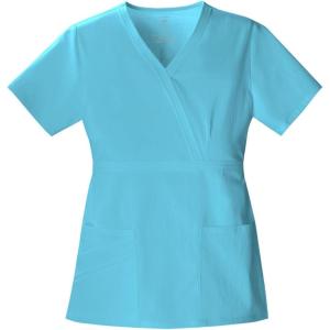 Cherokee Luxe Women Scrubs Top Mock Wrap 1841(Blue Wave)