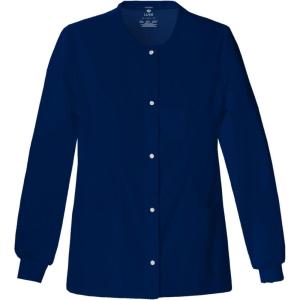 Cherokee Luxe Women Warm Up Scrubs Jacket Snap Front 1330(Navy)