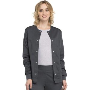 Cherokee Luxe Women Warm Up Scrubs Jacket Snap Front 1330(Pewter)