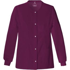 Cherokee Luxe Women Warm Up Scrubs Jacket Snap Front 1330(Wine)