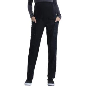 Cherokee Maternity Scrub Pants for Women Straight Leg Bottoms with Belly Coverage, Ultra Soft 2-Way Stretch Fabric – WW155(Black)