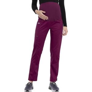 Cherokee Maternity Scrub Pants for Women Straight Leg Bottoms with Belly Coverage, Ultra Soft 2-Way Stretch Fabric – WW155(Wine)