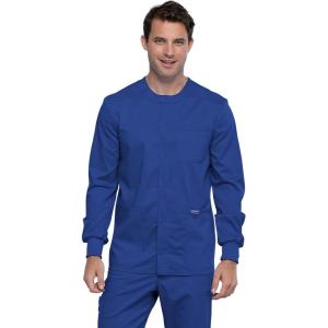 Cherokee Men Warm Up Scrubs Jacket Workwear Revolution Snap Front WW380(Galaxy Blue)