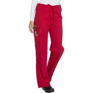 Cherokee Men & Women Scrubs Pant Workwear Core Stretch Drawstring Cargo 4043(Red)