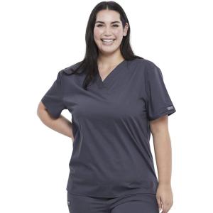 Cherokee Men & Women Scrubs Top Workwear Professionals Pocketless Tuckable V-Neck WW605(Pewter)