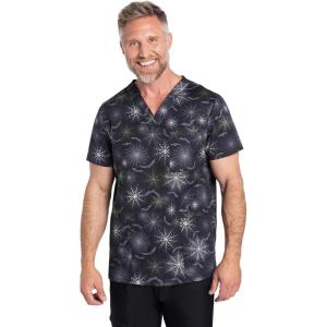 Cherokee Men and Women V-Neck Printed Top with 4 Pockets & Center Back Length 28″ – CK691(Night Webs)