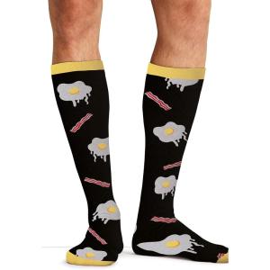 Cherokee Men’s Compression Socks, 10-15 mmHg Knee High, Colorful Print, Lightweight, 1 Pair Pack – MPRINTSUPPORT(Morning Feast)