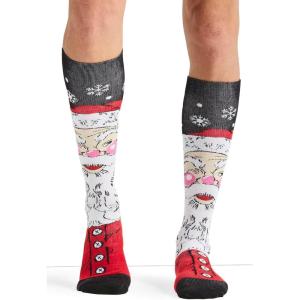 Cherokee Men’s Compression Socks, 10-15 mmHg Knee High, Colorful Print, Lightweight, 1 Pair Pack – MPRINTSUPPORT(Santa Smiles)
