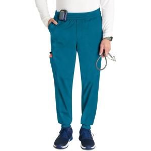 Cherokee Men’s Jogger Modern fit mid-Rise Pull-on Bottoms with 6 Pockets and Elastic Waistband WW251(Caribbean Blue)