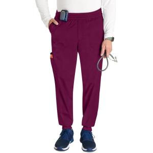 Cherokee Men’s Jogger Modern fit mid-Rise Pull-on Bottoms with 6 Pockets and Elastic Waistband WW251(Wine)