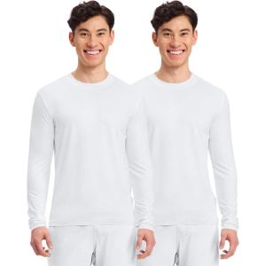 Cherokee Men’s Long Sleeve Underscrub Tee Modern T-Shirt with Crew Neck – CK807(White – 2 Pack)
