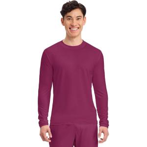 Cherokee Men’s Long Sleeve Underscrub Tee Modern T-Shirt with Crew Neck – CK807(Wine)