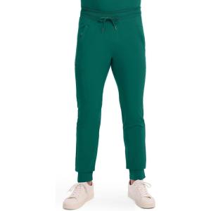 Cherokee Mens Mid Rise Jogger Scrub Pants with Zipper Cargo Pocket 360 Stretch Moisture Wicking PROTX2 Fabric – CK004A(Hunter Green)