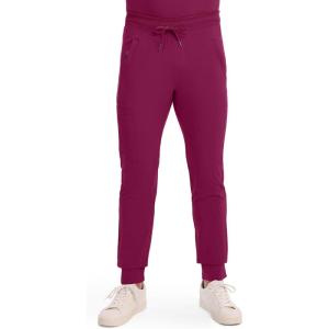 Cherokee Mens Mid Rise Jogger Scrub Pants with Zipper Cargo Pocket 360 Stretch Moisture Wicking PROTX2 Fabric – CK004A(Wine)