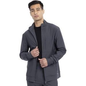Cherokee Mens Scrub Jacket with a Standard Collar, Zipper Front and 4 Pockets CK399(Pewter)