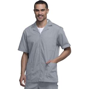 Cherokee Men’s Zip Up Jacket, Traditional Fit Lapel Collar with Half Sleeves 4300(Grey)