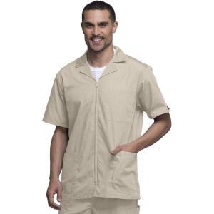 Cherokee Men’s Zip Up Jacket, Traditional Fit Lapel Collar with Half Sleeves 4300(Khaki)