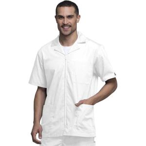 Cherokee Men’s Zip Up Jacket, Traditional Fit Lapel Collar with Half Sleeves 4300(White)