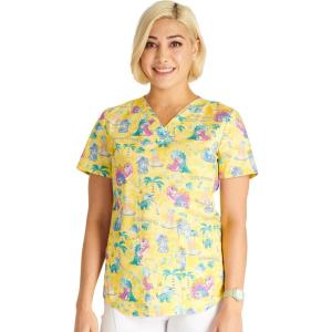 Cherokee Prints Women Scrubs Top V-Neck Print CK652(Baby-saur Love)