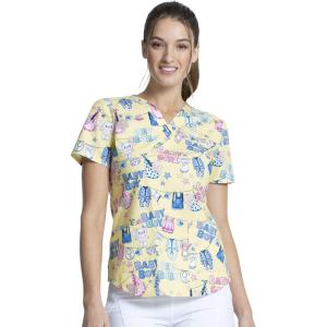 Cherokee Prints Women Scrubs Top V-Neck Print CK652(Hey Baby)