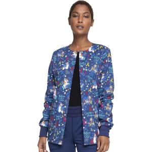 Cherokee Prints Women Warm Up Scrubs Jacket Snap Front CK301(Magical Care)