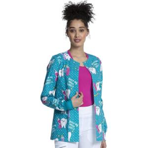 Cherokee Prints Women Warm Up Scrubs Jacket Snap Front CK301(My Main Squeeze)