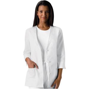 Cherokee Professionals Women Scrubs Lab Coats 3/4 Sleeve Embroidered 1491(White)