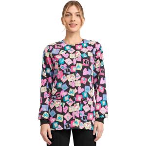 Cherokee Scrub Jackets For Woman Printed Snap Front Modern Classic Fit, 2 Pockets, Rib-Knit Cuffs – CK321(Health-abet)
