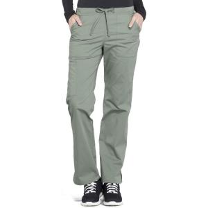 Cherokee Scrub Pant for Women Mid Rise Straight Leg Drawstring Bottom with 5 Pockets, Soft Stretchy & Durable Fabric – WW160(Olive)