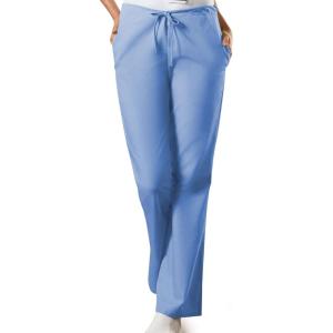 Cherokee Scrub Pants for Women Drawstring Waist with Flare Leg 3 Pockets, Fade Resistant, Durable & Easy Care Fabric – 4101(Ciel)