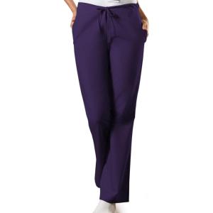 Cherokee Scrub Pants for Women Drawstring Waist with Flare Leg 3 Pockets, Fade Resistant, Durable & Easy Care Fabric – 4101(Eggplant)