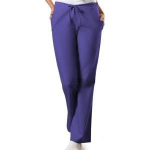 Cherokee Scrub Pants for Women Drawstring Waist with Flare Leg 3 Pockets, Fade Resistant, Durable & Easy Care Fabric – 4101(Grape)