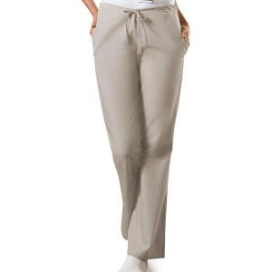 Cherokee Scrub Pants for Women Drawstring Waist with Flare Leg 3 Pockets, Fade Resistant, Durable & Easy Care Fabric – 4101(Khaki)