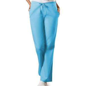 Cherokee Scrub Pants for Women Drawstring Waist with Flare Leg 3 Pockets, Fade Resistant, Durable & Easy Care Fabric – 4101(Malibu Blue)