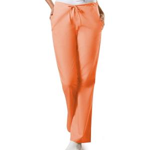 Cherokee Scrub Pants for Women Drawstring Waist with Flare Leg 3 Pockets, Fade Resistant, Durable & Easy Care Fabric – 4101(Orange Sorbet)