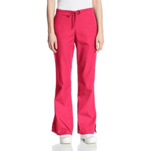 Cherokee Scrub Pants for Women Drawstring Waist with Flare Leg 3 Pockets, Fade Resistant, Durable & Easy Care Fabric – 4101(Raspberry)