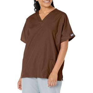 Cherokee Scrub for Women V-Neck Top Traditional fit with Dolman Sleeve and Fade Resistant Fabric – 4700(Chocolate)