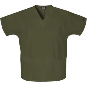 Cherokee Scrub for Women V-Neck Top Traditional fit with Dolman Sleeve and Fade Resistant Fabric – 4700(Dark Olive)