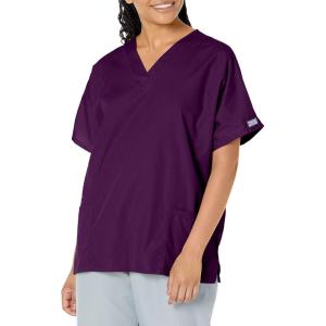Cherokee Scrub for Women V-Neck Top Traditional fit with Dolman Sleeve and Fade Resistant Fabric – 4700(Eggplant)