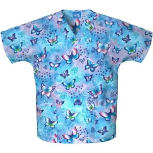 Cherokee Scrub for Women V-Neck Top Traditional fit with Dolman Sleeve and Fade Resistant Fabric – 4700(Fly By Night)