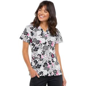 Cherokee Scrub for Women V-Neck Top Traditional fit with Dolman Sleeve and Fade Resistant Fabric – 4700(Paisley Love)
